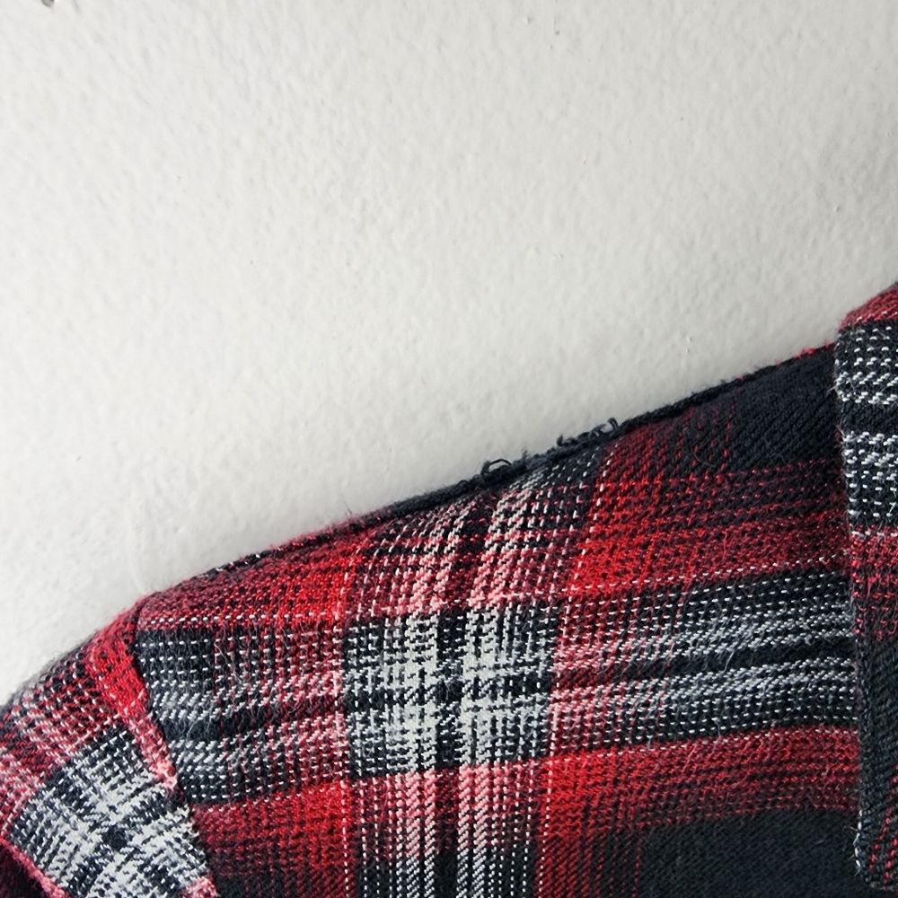 Madewell Button Up Flannel Shirt Top Blouse Black Red White Size XS - Picture 11 of 15